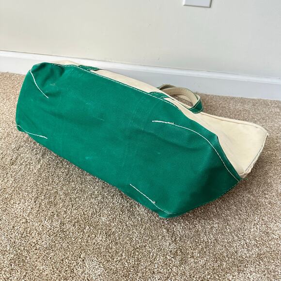 L.L.Bean Boat And Tote Vintage 1980s Green And Cream Canvas Bag - Picture 5 of 5